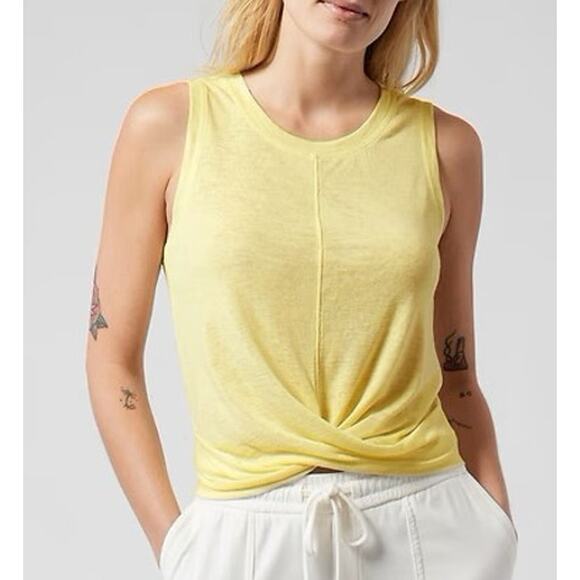 Athleta light yellow sleeveless Breezy twist bottom tank top size S - Picture 1 of 13